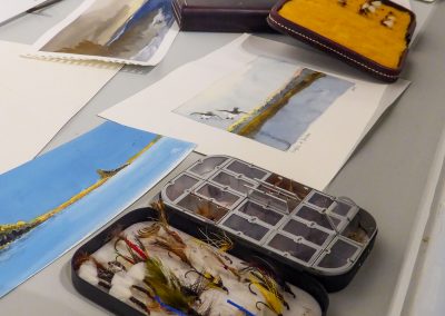 Hand-tied flies, watercolors, sketchbooks